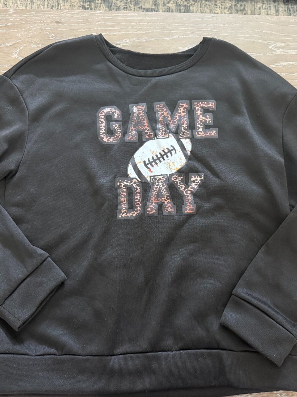 Womens SHEIN black football game day leopard long sleeve sweatshirt size XL